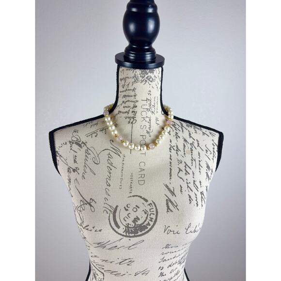 B9 Napier Chunky Faux Pearl Necklace Vintage Statement Runway Bridal Collar Glam - Picture 3 of 10